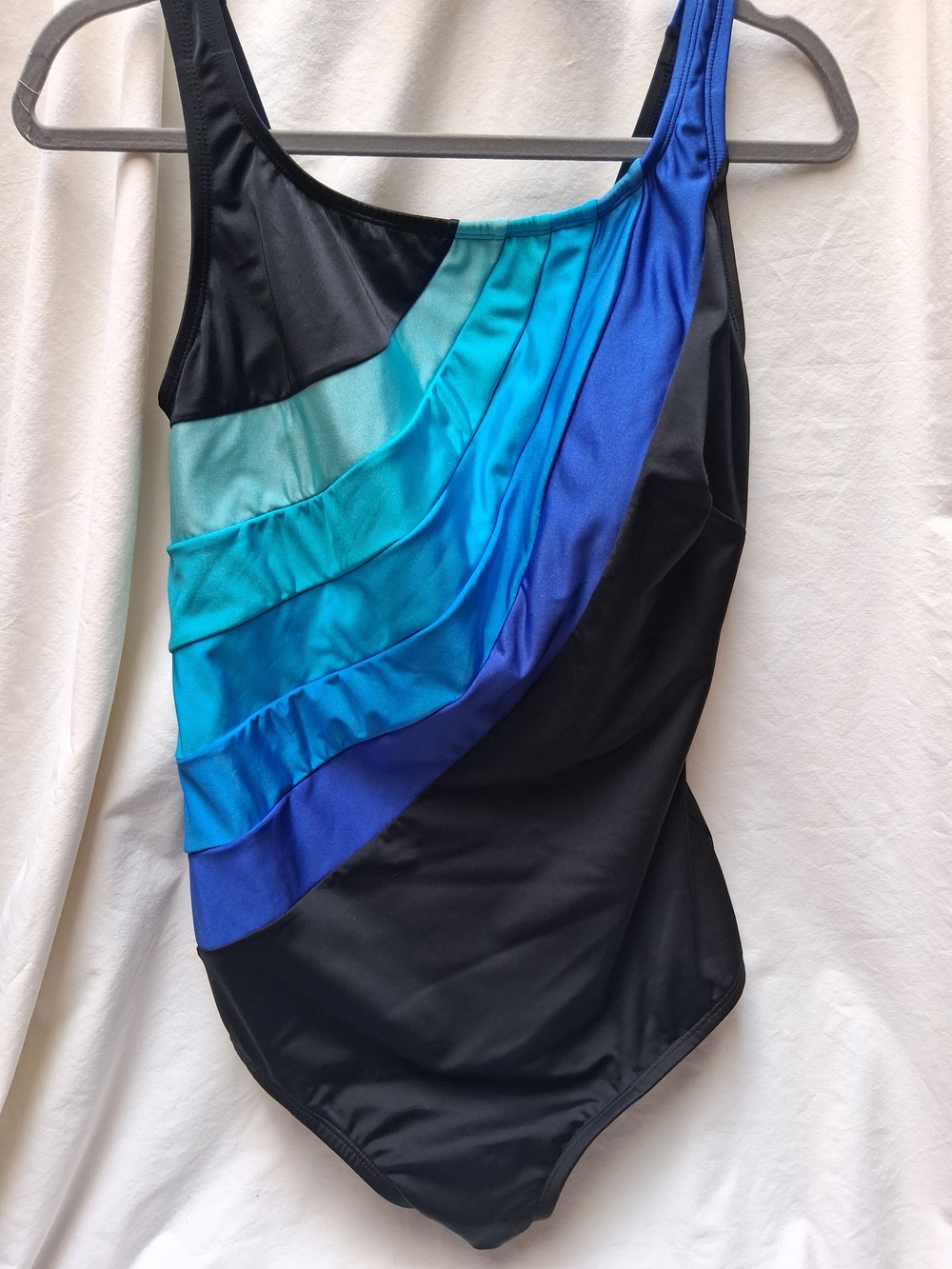 Longitude Black One-Piece Swimsuit with Blue and Teal Panels